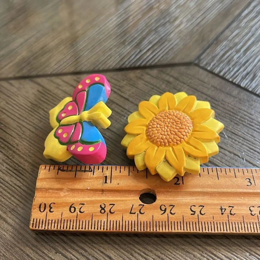 Vintage Butterfly & Sunflower Resin Pins